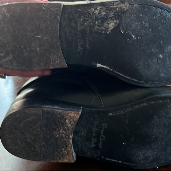 Golden Goose Black Leather Knee-High Riding Boots with Exposed Red Zipper - Picture 5 of 5